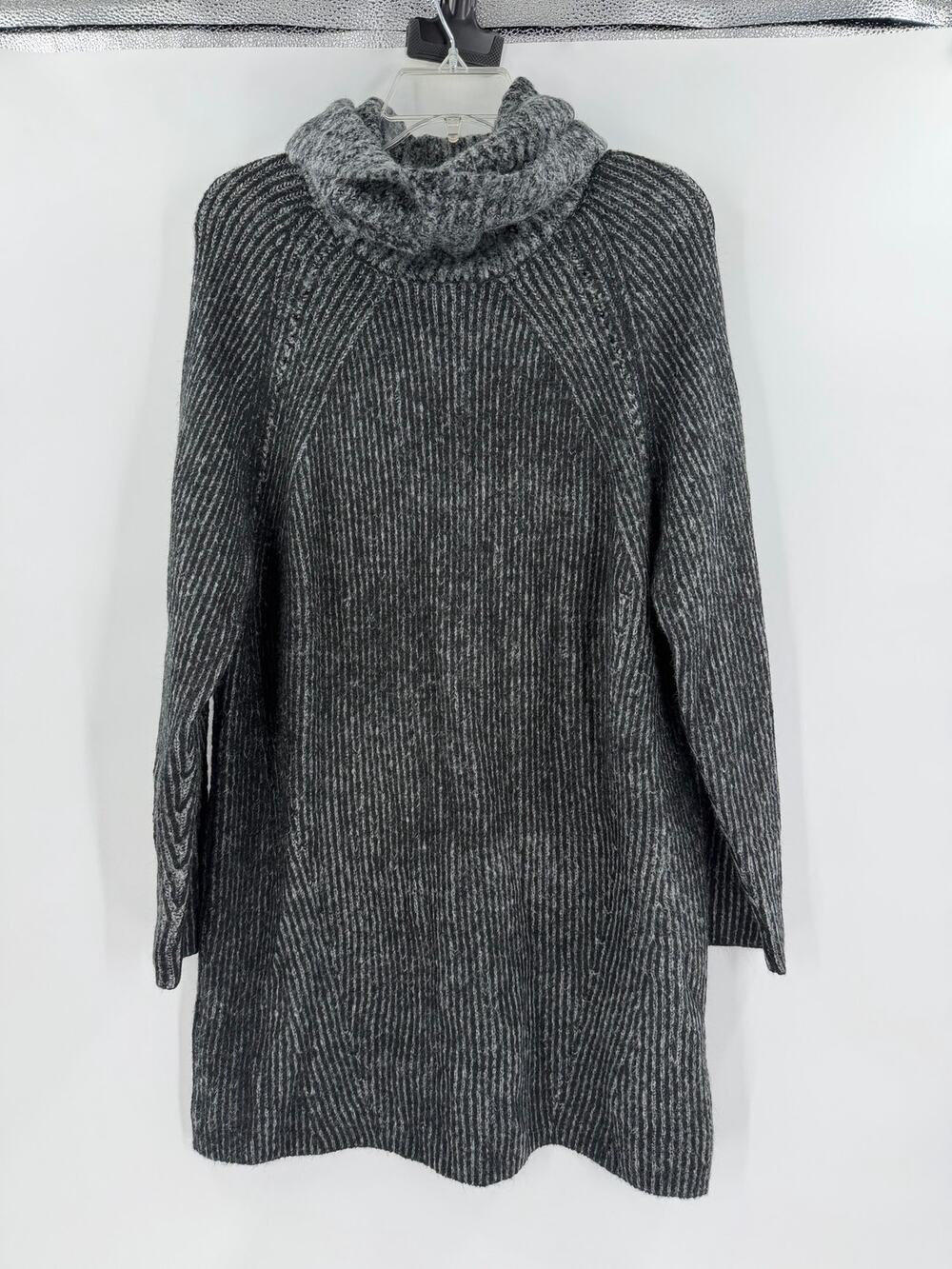 Topshop Cowl Neck Sweater Dress Size S Gray Ribbed Knit Tunic Nordstrom $75 NWOT